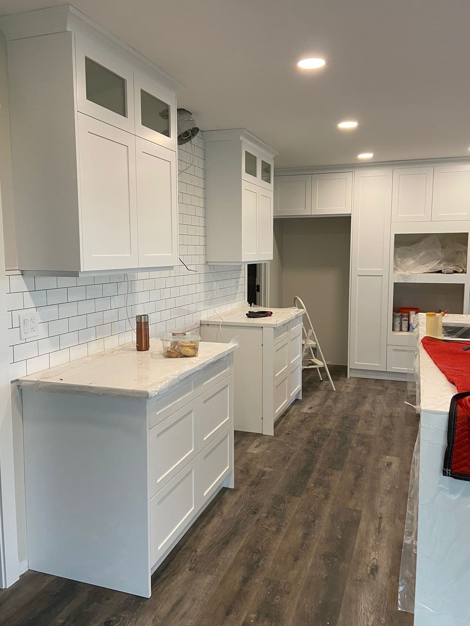 Custom home office built-in desk and shelving unit by YYC Cabinets Calgary